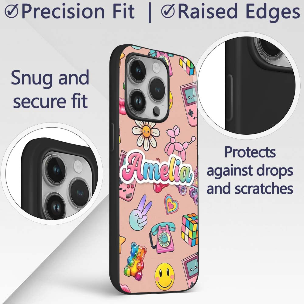 Toys Smiley Roller Skate Beige Printed Design Custom Name Protective Phone Case Mobile Cover Durable Everyday Smartphone Shock Resistant