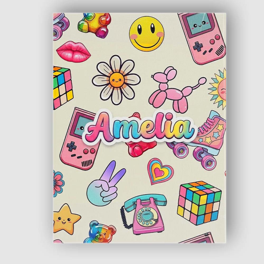 Personalised Name Toys Smiley Roller Skate Custom  Unique Gift Idea Elegant Feature Canvas Wall Art Print Decor Picture Ready to Hang