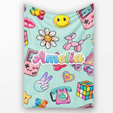 Toys Smiley Roller Skate Mint Background Seamless Pattern Custom  Personalised Custom Name Super Soft Fleece Blanket Bed Sofa Throw