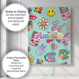 Personalised Name Toys Smiley Roller Skate Custom  Unique Gift Idea Elegant Feature Canvas Wall Art Print Decor Picture Ready to Hang