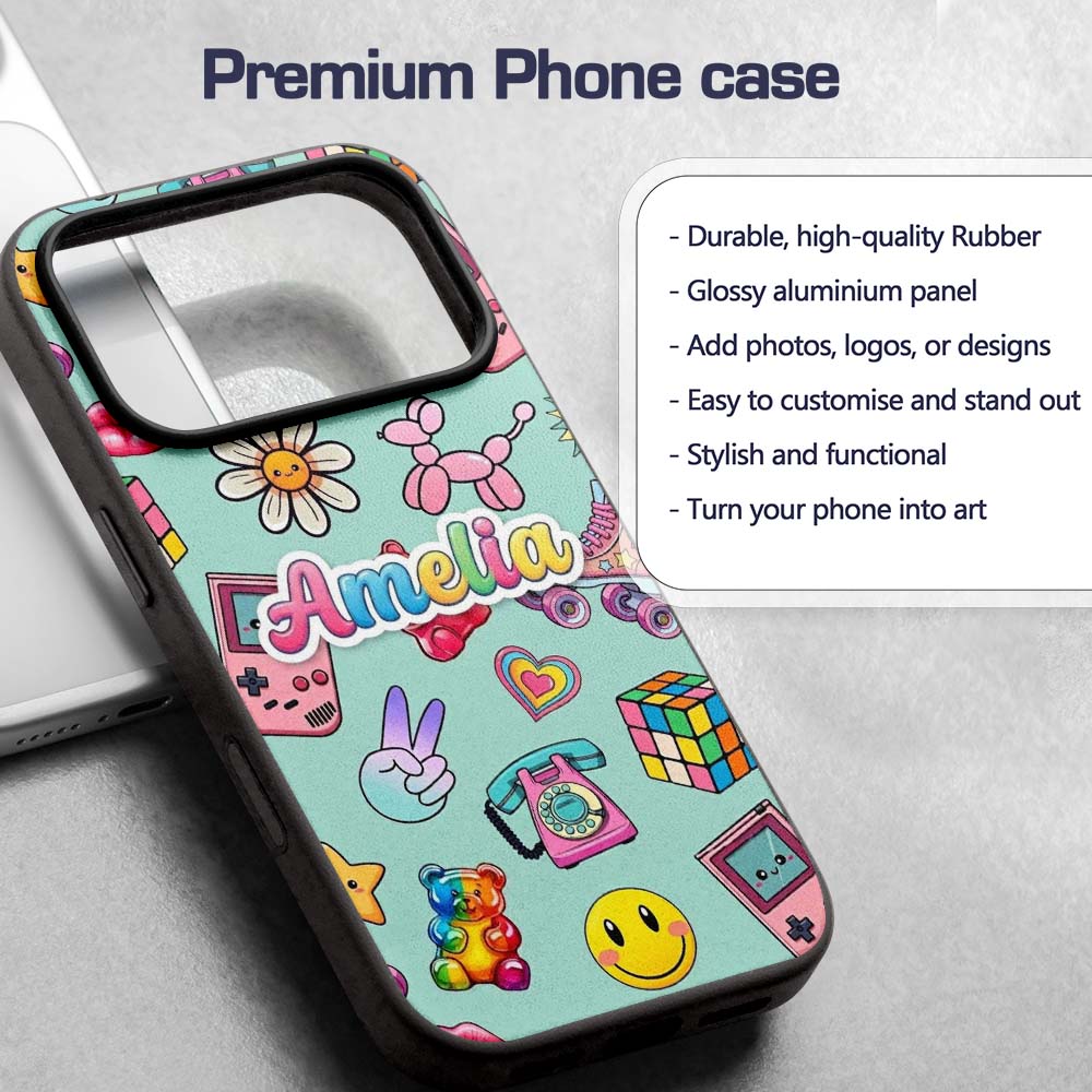 Toys Smiley Roller Skate Mint Background Seamless Custom Name Protective Phone Case Mobile Cover Durable Everyday Smartphone Shock Resistant