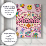 Personalised Name Toys Smiley Roller Skate Custom  Unique Gift Idea Elegant Feature Canvas Wall Art Print Decor Picture Ready to Hang