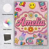 Personalised Name Toys Smiley Roller Skate Custom  Unique Gift Idea Elegant Feature Canvas Wall Art Print Decor Picture Ready to Hang
