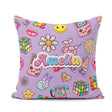 Custom Name Toys Smiley Roller Skate Background Seamless Pattern Square Filled Cushion Throw Pillow Sofa Bed Home Decor Zip Washable UK Made