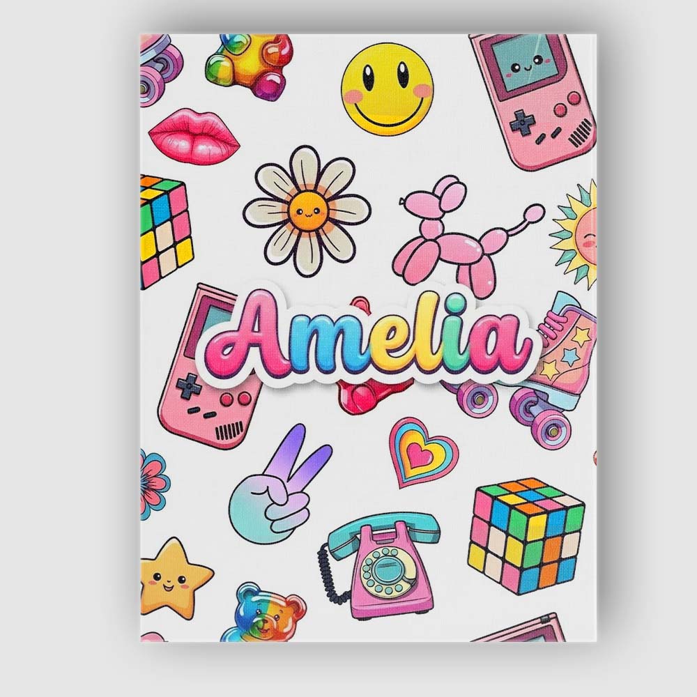 Personalised Name Gummy Bear Rainbow Roller Custom  Bespoke Interior Contemporary Canvas Wall Art Print Decor Picture Ready to Hang