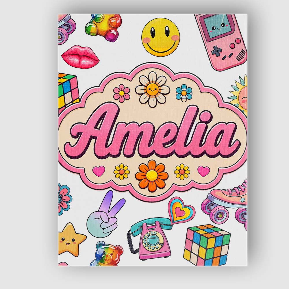 Personalised Name Gummy Bear Rainbow Roller Custom  Bespoke Interior Contemporary Canvas Wall Art Print Decor Picture Ready to Hang