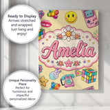 Personalised Name Gummy Bear Rainbow Roller Custom  Bespoke Interior Contemporary Canvas Wall Art Print Decor Picture Ready to Hang