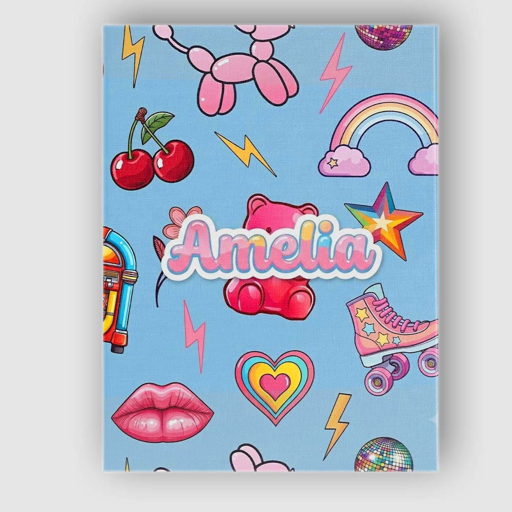 Personalised Name Gummy Bear Rainbow Roller Custom  Bespoke Interior Contemporary Canvas Wall Art Print Decor Picture Ready to Hang