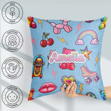 Custom Name Gummy Bear Rainbow Roller Skate Lightning Background Square Filled Cushion Throw Pillow Sofa Bed Home Decor Zip Washable UK Made