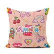 Custom Name Gummy Bear Rainbow Roller Skate Lightning Background Square Filled Cushion Throw Pillow Sofa Bed Home Decor Zip Washable UK Made