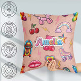 Custom Name Gummy Bear Rainbow Roller Skate Lightning Background Square Filled Cushion Throw Pillow Sofa Bed Home Decor Zip Washable UK Made