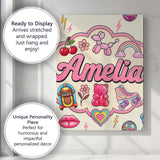 Personalised Name Gummy Bear Rainbow Roller Custom  Bespoke Interior Contemporary Canvas Wall Art Print Decor Picture Ready to Hang