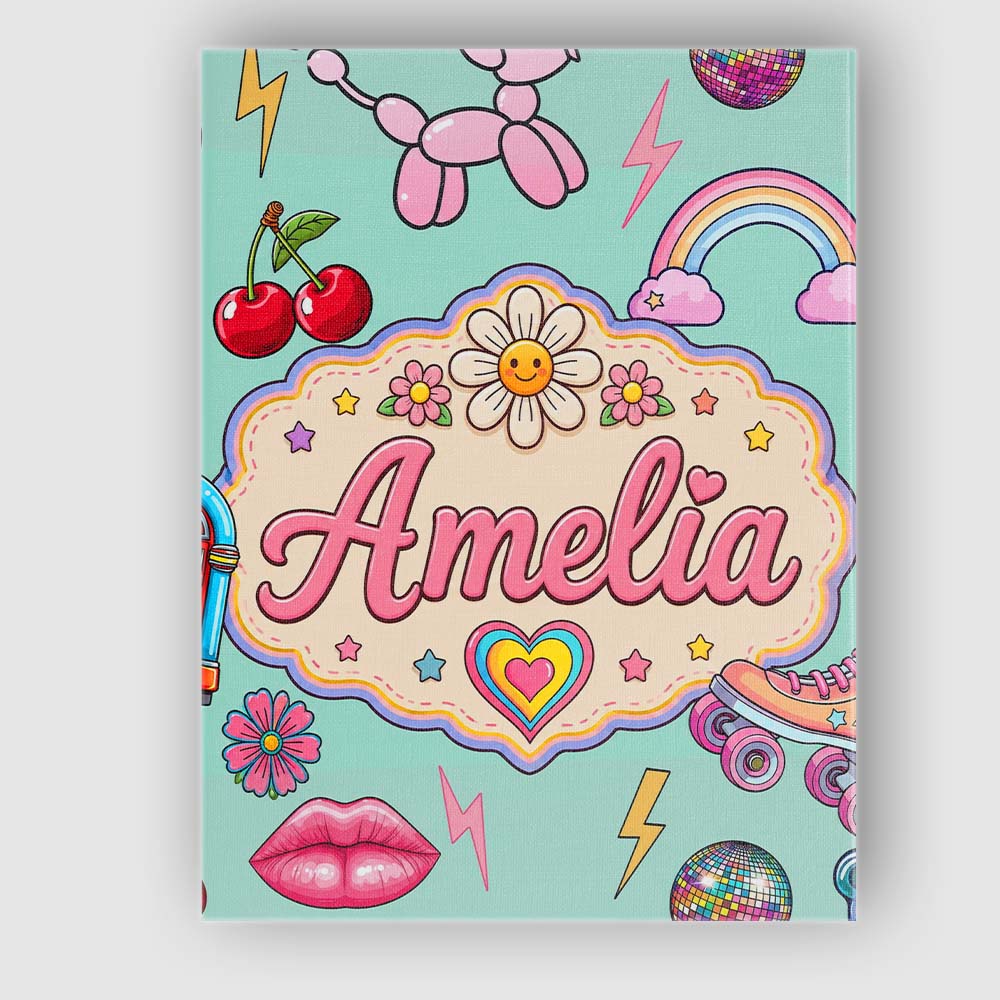 Personalised Name Gummy Bear Rainbow Roller Custom  Bespoke Interior Contemporary Canvas Wall Art Print Decor Picture Ready to Hang