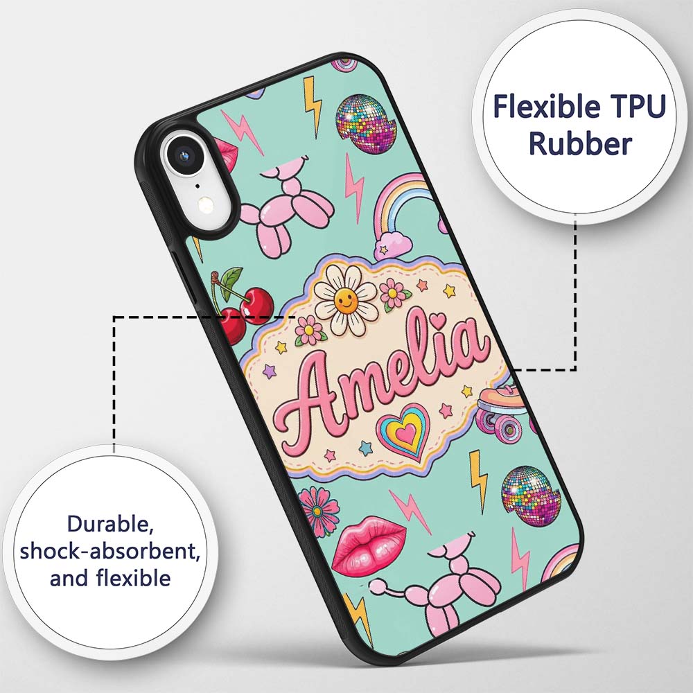 Gummy Bear Rainbow Roller Skate Lightning Mint Custom Name Protective Phone Case Mobile Cover Durable Everyday Smartphone Shock Resistant