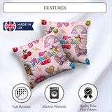 Custom Name Kawaii Gummy Bear Cherry Rainbow Roller Skate Pink Square Filled Cushion Throw Pillow Sofa Bed Home Decor Zip Washable UK Made