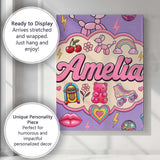 Personalised Name Cute Kawaii Gummy Bear Custom  Unique Gift Idea Elegant Feature Canvas Wall Art Print Decor Picture Ready to Hang