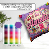 Custom Name Kawaii Gummy Bear Cherry Rainbow Roller Skate Purple Square Filled Cushion Throw Pillow Sofa Bed Home Decor Zip Washable UK Made