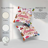 Custom Name Kawaii Gummy Bear Cherry Rainbow Roller Skate Grey Square Filled Cushion Throw Pillow Sofa Bed Home Decor Zip Washable UK Made