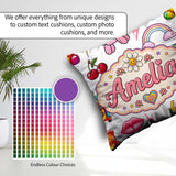 Custom Name Kawaii Gummy Bear Cherry Rainbow Roller Skate Grey Square Filled Cushion Throw Pillow Sofa Bed Home Decor Zip Washable UK Made