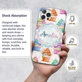 Watercolor Cupcake Sweet Dessert Splash Seamless Custom Name Protective Phone Case Mobile Cover Durable Everyday Smartphone Shock Resistant