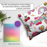 Custom Name Kawaii Gummy Bear Cherry Rainbow Roller Skate White Square Filled Cushion Throw Pillow Sofa Bed Home Decor Zip Washable UK Made