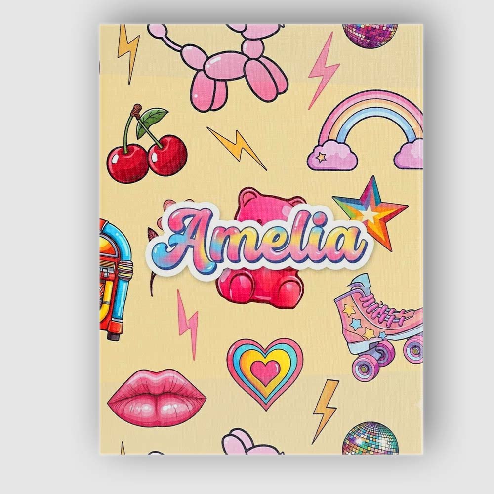 Personalised Name Cute Kawaii Gummy Bear Custom  Unique Gift Idea Elegant Feature Canvas Wall Art Print Decor Picture Ready to Hang