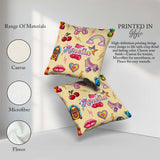 Custom Name Kawaii Gummy Bear Cherry Rainbow Roller Skate Beige Square Filled Cushion Throw Pillow Sofa Bed Home Decor Zip Washable UK Made