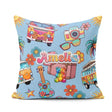Custom Name Hippie Vans Camera Guitar Floral Background Seamless Square Filled Cushion Throw Pillow Sofa Bed Home Decor Zip Washable UK Made