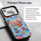 Hippie Vans Camera Guitar Floral Blue Background Custom Name Protective Phone Case Mobile Cover Durable Everyday Smartphone Shock Resistant