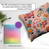 Custom Name Hippie Vans Camera Guitar Floral Peach Seamless Name Square Filled Cushion Throw Pillow Sofa Bed Home Decor Zip Washable UK Made