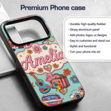 Hippie Van Camera Guitar Floral Printed Design Custom Name Protective Phone Case Mobile Cover Durable Everyday Smartphone Shock Resistant