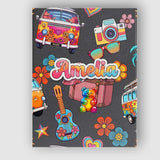 Personalised Name Hippie Van Camera Guitar Custom  Unique Gift Idea Elegant Feature Canvas Wall Art Print Decor Picture Ready to Hang
