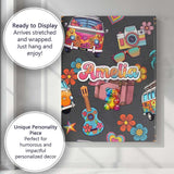 Personalised Name Hippie Van Camera Guitar Custom  Unique Gift Idea Elegant Feature Canvas Wall Art Print Decor Picture Ready to Hang