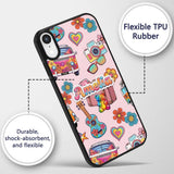 Hippie Van Camera Guitar Floral Travel Light Pink Custom Name Protective Phone Case Mobile Cover Durable Everyday Smartphone Shock Resistant