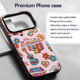 Hippie Van Camera Guitar Floral Travel Light Pink Custom Name Protective Phone Case Mobile Cover Durable Everyday Smartphone Shock Resistant
