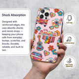 Hippie Van Camera Guitar Floral Travel Light Pink Custom Name Protective Phone Case Mobile Cover Durable Everyday Smartphone Shock Resistant