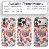 Hippie Van Camera Guitar Floral Travel Light Pink Custom Name Protective Phone Case Mobile Cover Durable Everyday Smartphone Shock Resistant