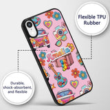 Hippie Van Camera Guitar Floral Travel Soft Pink Custom Name Protective Phone Case Mobile Cover Durable Everyday Smartphone Shock Resistant