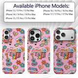 Hippie Van Camera Guitar Floral Travel Soft Pink Custom Name Protective Phone Case Mobile Cover Durable Everyday Smartphone Shock Resistant