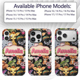 Cute Cartoon Jungle Safari Animals Printed Design Custom Name Protective Phone Case Mobile Cover Durable Everyday Smartphone Shock Resistant