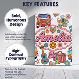 Personalised Name Hippie Van Camera Guitar Custom  Unique Gift Idea Elegant Feature Canvas Wall Art Print Decor Picture Ready to Hang