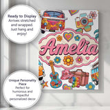 Personalised Name Hippie Van Camera Guitar Custom  Unique Gift Idea Elegant Feature Canvas Wall Art Print Decor Picture Ready to Hang