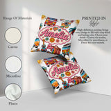 Custom Name Hippie Camera Guitar Floral Travel White Background Square Filled Cushion Throw Pillow Sofa Bed Home Decor Zip Washable UK Made