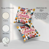 Custom Name Hippie Camera Guitar Floral Travel White Background Square Filled Cushion Throw Pillow Sofa Bed Home Decor Zip Washable UK Made