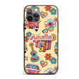 Hippie Van Camera Guitar Floral Travel Beige Custom Name Protective Phone Case Mobile Cover Durable Everyday Smartphone Shock Resistant