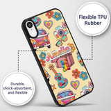 Hippie Van Camera Guitar Floral Travel Beige Custom Name Protective Phone Case Mobile Cover Durable Everyday Smartphone Shock Resistant