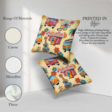 Custom Name Hippie Camera Guitar Floral Travel Beige Background Square Filled Cushion Throw Pillow Sofa Bed Home Decor Zip Washable UK Made