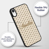 Vintage Fleur De Lis Damask Pattern Light Antique Custom Name Protective Phone Case Mobile Cover Durable Everyday Smartphone Shock Resistant