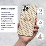 Vintage Fleur De Lis Damask Pattern Light Antique Custom Name Protective Phone Case Mobile Cover Durable Everyday Smartphone Shock Resistant