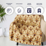 Elegant Vintage Fleur De Lis Ornamental Gold Pattern Seamless  Personalised Custom Name Super Soft Fleece Blanket Bed Sofa Throw